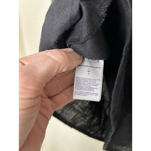 NYDJ Linen Tunic Top Black V Neck Womens size large Blouse - Picture 3 of 5